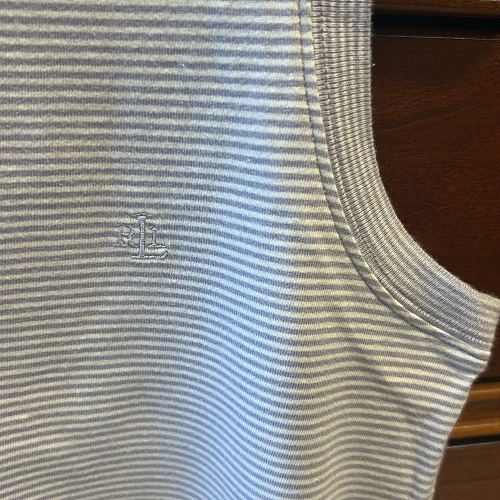 Lauren Ralph Lauren purple/white striped Sleeveless Top, size small, 100% cotton - Picture 2 of 6